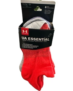 Under Armour Girls Socks No Show UA Essential Multicolor 6 Pair Size 13.5K-4Y - Picture 1 of 8