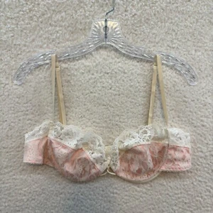 Sujetador Vintage 38C Rosa Encaje Forrado con Aros Coqueta Lolita Victoriano Eduardiano - Imagen 1 de 4