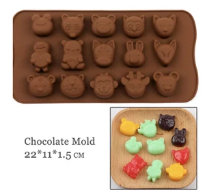 15 Cavity Cute Animal Icons Silicone Mould | Chocolate Mould | Kids Jelly Ice UK - Picture 1 of 6