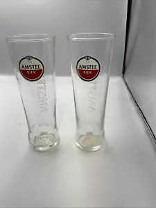 2 x Amstel Beer Pint Glasses 20oz Genuine Official Man Cave Bar Pub - Foto 1 di 7