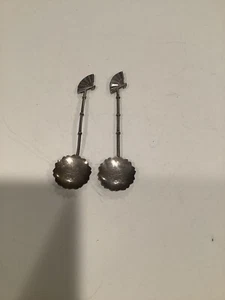Set of 2 VTG Japanese Sterling Silver Bamboo Handle Demitasse Spoons - Picture 1 of 5