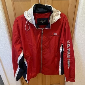 Red and White Vintage U.S. Polo Assn Windbreaker Jacket Size Large - Picture 1 of 11