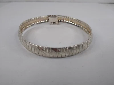 Sterling Silver Diamond Cut Omega 8” Bracelet 18.8g 9.4 mm - Image 1 of 4