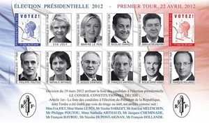 Sheet vignettes ND France "Presidential 2012, 1st round Holland, Le Pen, Mel - Picture 1 of 1