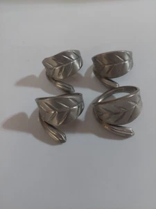 Silber Metall Blatt Serviettenringe (4er Set) - Bild 1 von 2