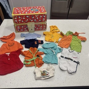 Vintage Snoopy Wardrobe Trunk Snoopy Outfits Bundle Lot Baseball Sleep Supper - Picture 1 of 10
