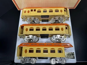 Lionel by MTH 11-40057 Std Gauge tinplate cream & orange passenger 3-car set LN - Picture 1 of 13