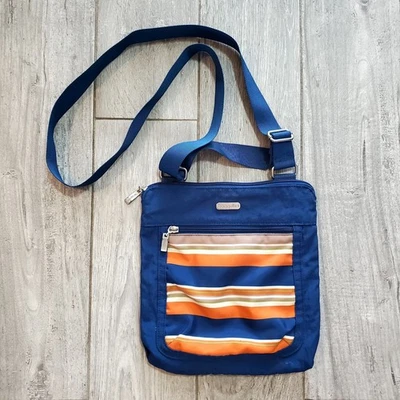 Bolso Bandolera Baggallini Azul Marino Nylon Ajustable Bolsillos con Cremallera Naranja  Foto 1 de 4