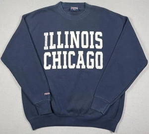 Vintage JanSport Mens Large Crewneck University of Illinois Chicago UIC Made USA - Foto 1 di 6