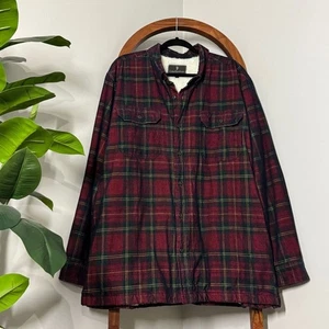 Celtic Ranchwear Uomo XL Rosso Plaid Velluto a coste Bottoni Camicia Giacca Shacket - Foto 1 di 8