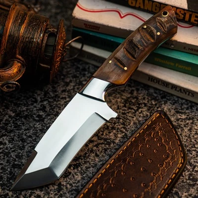 Wild blade Survival Knife 8.11" Full Tang Damascus / Carbon Steel + Sheath - Image 1 of 4