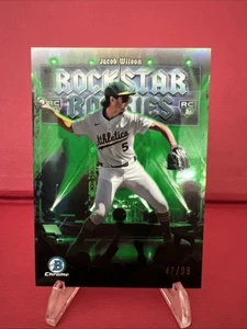 2025 Bowman - Rockstar Rookies Jacob Wilson #RR-16 Green Refractor /99 (RC) - Picture 1 of 13