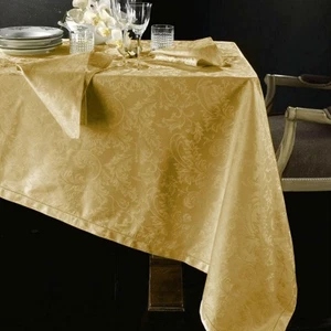 Flanders tablecloth PIAZZA PITTI 180x280 12 gold napkins Manuela - Picture 1 of 1