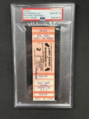 Muhammad Ali Signed Autographed Ticket Ali VS Holmes 10/2/1980 PSA Auto 10 - Image 1 of 2