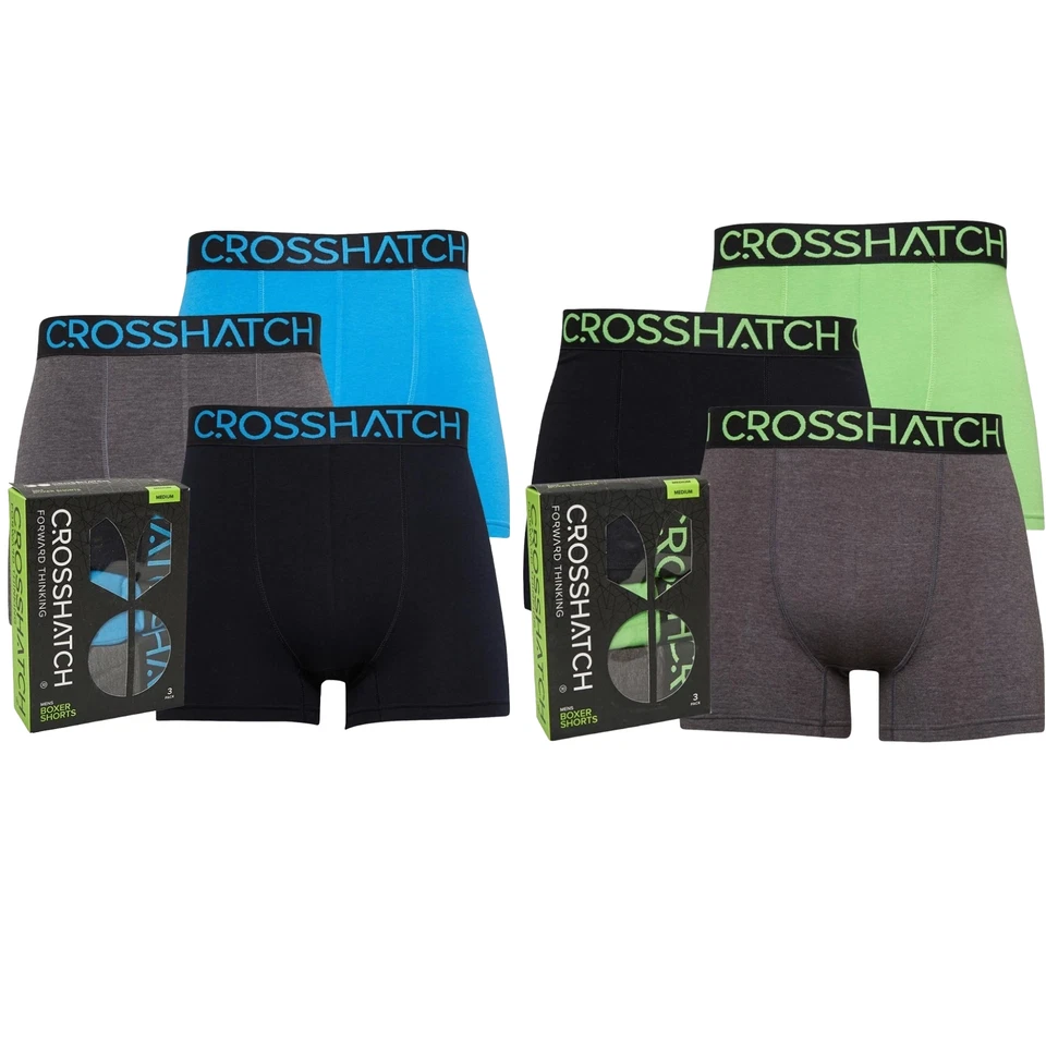 Mens Crosshatch 3 Pack Knightling Boxer Shorts Stretch Boxer Shorts Gift Set - Image 1 of 1