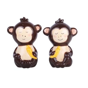 Salt and Pepper Shaker Set - Monkeys with Bananas - Ceramic - Picture 1 of 5