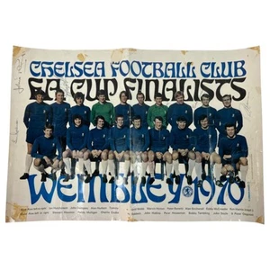 Chelsea Football Club Wembley FA Cup Finalisten 1970 signiert Poster Team gebraucht - Bild 1 von 6