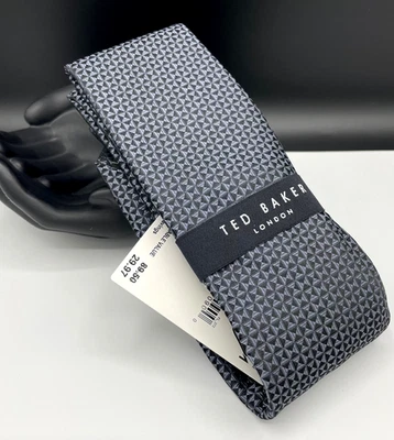 Corbata TED BAKER London para hombre mezcla de seda ~ negra ~ geométrica ~ NUEVA PRECIO DE VENTA SUGERIDO POR EL FABRICANTE: $89,50 Foto 1 de 4