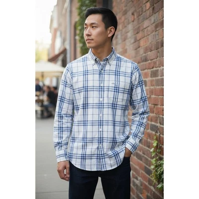 Camisa de vestir Burberry London Nova a cuadros de algodón elástico con botones talla grande  Foto 1 de 4