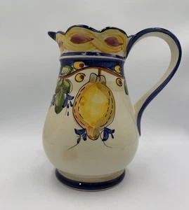 Handbemalter italienischer Majolika Zitronenkrug 8 Zoll Deruta Stil RBS CE Keramik - Bild 1 von 5