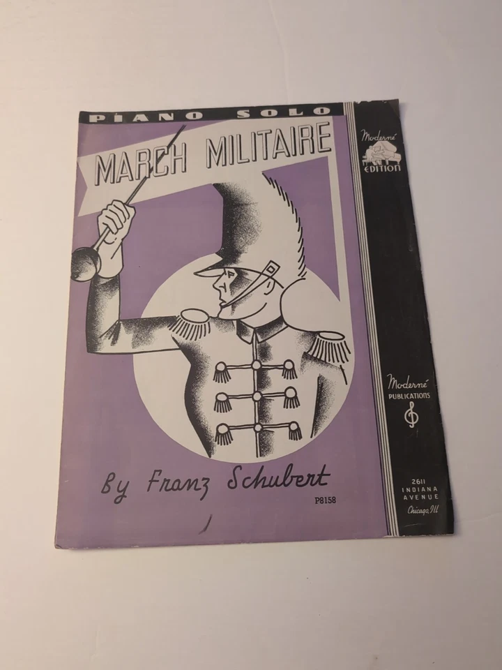 March Militaire Franz Schubert Piano Solo 1936 Sheet Music Moderne Publications - Image 1 of 4