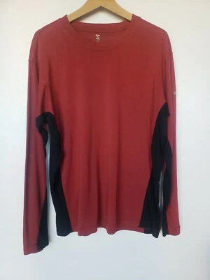  MOUNTAIN HARDWARE MEN'S LONG SLEEVE T-SHIRT RED BLACK COLOR BLOCK XL - Image 1 of 4