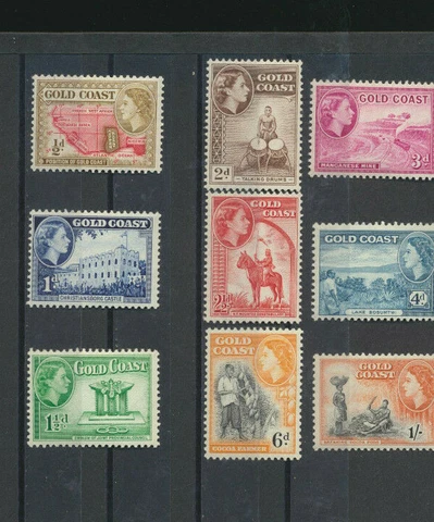 GOLD COAST Scott #148 - 156 Mint Never Hinged QUII and Scenes  1952 Cover