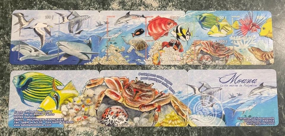 French Polynesia - Marine Life booklet stamps, mint never hinged free shipping - Image 1 of 1