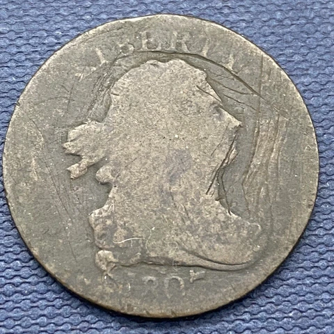 1807 Draped Bust Half Cent 1/2 Cent Circulated Scratched #42782 Cover