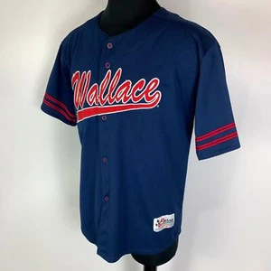 Rusty Wallace Blue Red Button Up Miller Lite Patch NASCAR Jersey Shirt Mens L - Picture 1 of 8