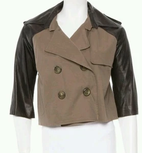 mason by michelle mason Leather cropped military trench coat 2 NWT - Picture 1 of 5