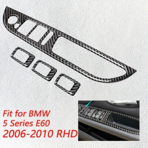 RHD Carbon Fiber Power Window Switch Cover Trim Accessories For BMW 5 Series E60 - Picture 1 of 6