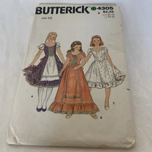 Girls Prairie Dress Pattern Cottagecore Sz 10 CUT VTG Butterick #4305 - Picture 1 of 6