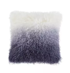 MICHAEL ARAM CUSCINO ACCENTO DECORATIVO DIP DYE PELLE DI PECORA AGNELLO PELLICCIA INDACO BLU NUOVO - Foto 1 di 3