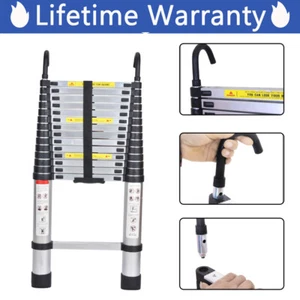 4.4m Portable Ladder with hook Heavy Duty Multi-Purpose Aluminium Extendable - Picture 1 of 11
