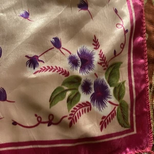 Sheer Poly 20" X20” Square Scarf Pink Multicolored Floral Silk Blend Material - Picture 1 of 6