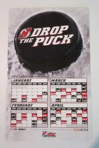 New Jersey Devils 2012-2013 Magnetic Schedule Drop The Puck Prudential Cent NHL Cover