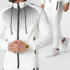 Men Thick Printed Leisure Suit Hooded Sweatshirt Set Outfits Outwear Tracksuit