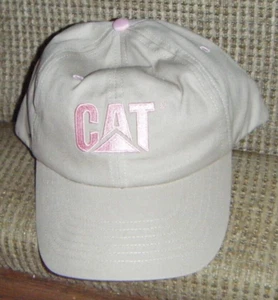 CAT KHAKI & PINK BASEBALL HAT Caterpillar Adjustable Cap Norscot - Picture 1 of 4