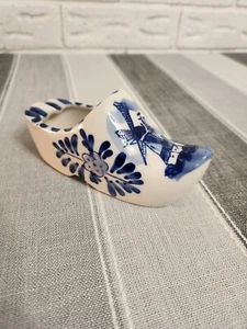Antique Dutch Porcelain Blue Delft Clog Ashtray Handpainted Windmill 015 - Picture 1 of 9