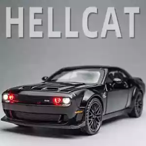 1:32 Dodge Challenger Hellcat Diecast Toy Car - Pull Back Model with Sound Light - Picture 1 of 23