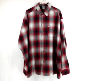 CALTOP Shirt Men's 3XL Red Plaid Flannel Open Pocket Long Sleeve Ombre USA - Picture 1 of 13