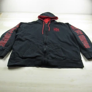 Vintage West Coast Choopers Hoodie Men XXL Black Red Zip Jesse James Thermal Y2K - Picture 1 of 18