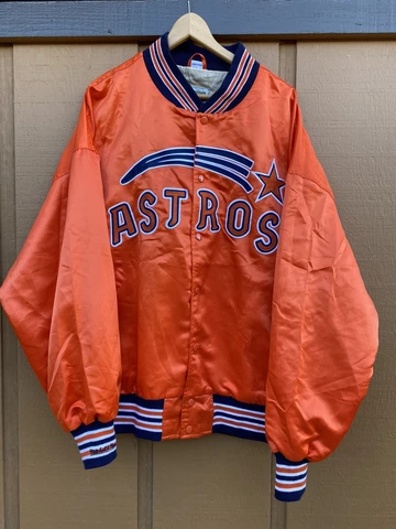 Vintage Houston Astros Mitchell & Ness MLB Satin Light Jacket Orange Cover