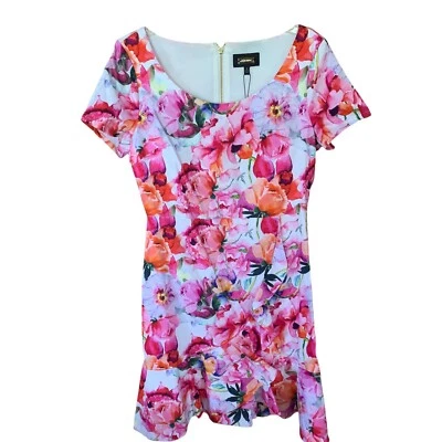 Vestido de babado floral Alexia Admor algodão pesado elástico feminino 6 novo com etiquetas - Imagem 1 de 4