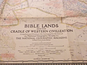 National Geographic: Bible Lands and Cradle of Western Civilization Map Dec 1946 - Picture 1 of 8