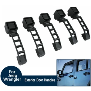 5x Black Exterior Door Handles Set Accessories for 2007-18 Jeep Wrangler JK 4Dr - Picture 1 of 9