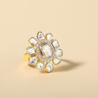 1.5ct Natural Diamond w/ Moissanite Polki 24K Vermeil on 925 Silver Flower Ring