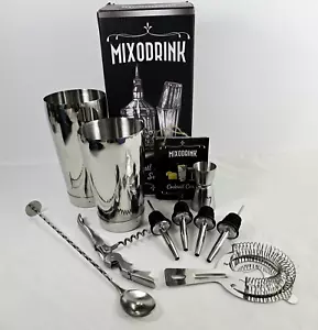 MIXODRINK 28oz Cocktail Shaker Set - 12 PC Stainless Steel w Drink Mixer Book - Picture 1 of 4