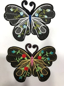 Applikation Schmetterlinge bestickte Aufnäher Aufbügeln Nähen - Bild 1 von 3